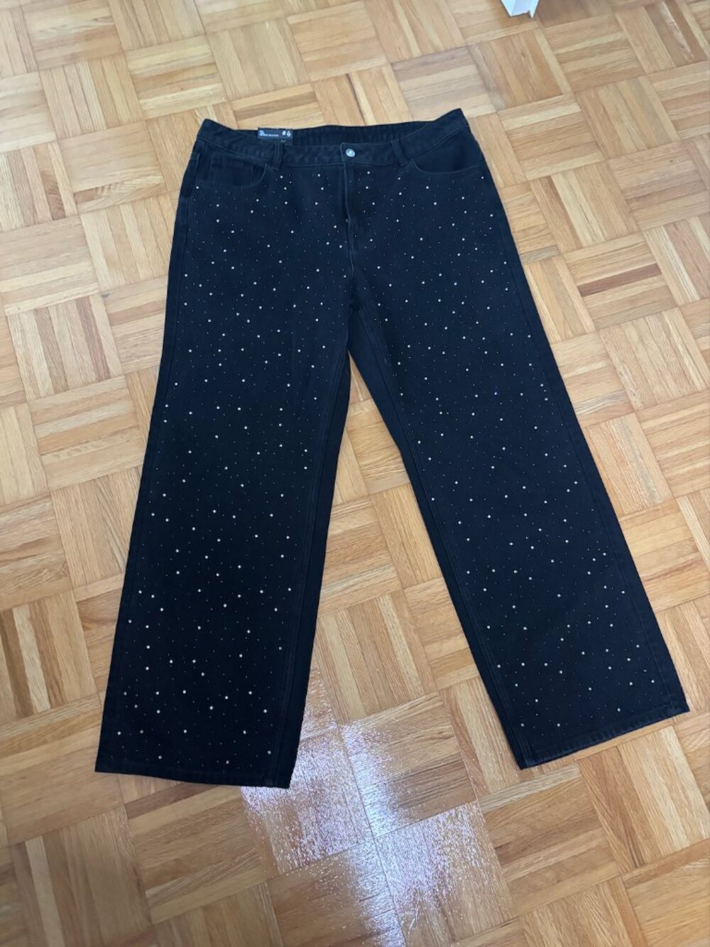 H&M Divided Rhinestone Wide-Leg Jeans — Size 16